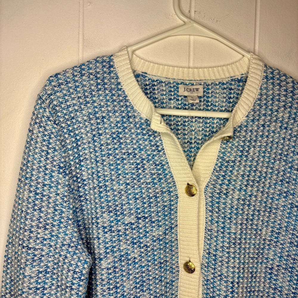 NWOT J. Crew Popcorn-stitch Lady Jacket Cardigan Structured Sweater Blue Large - Picture 4 of 10